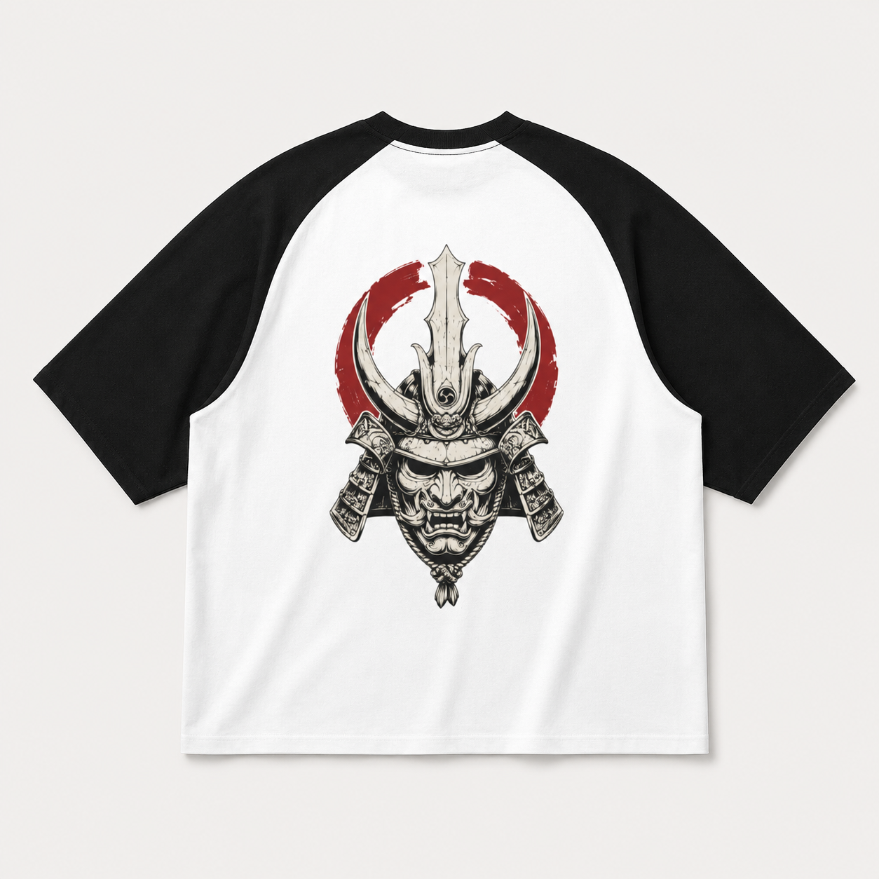 Crimson Visage — Japanese Mask Raglan T-Shirt