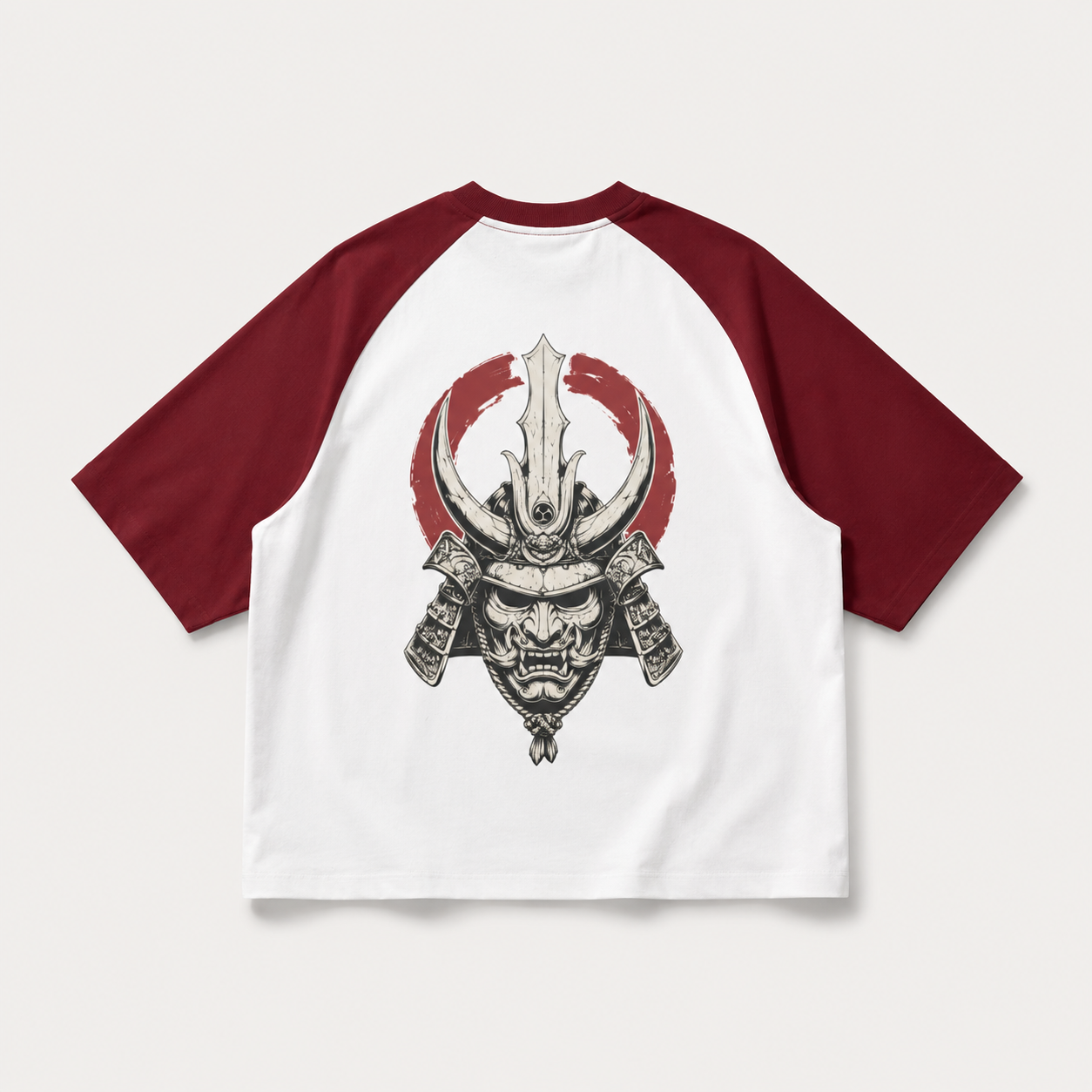 Crimson Visage — Japanese Mask Raglan T-Shirt