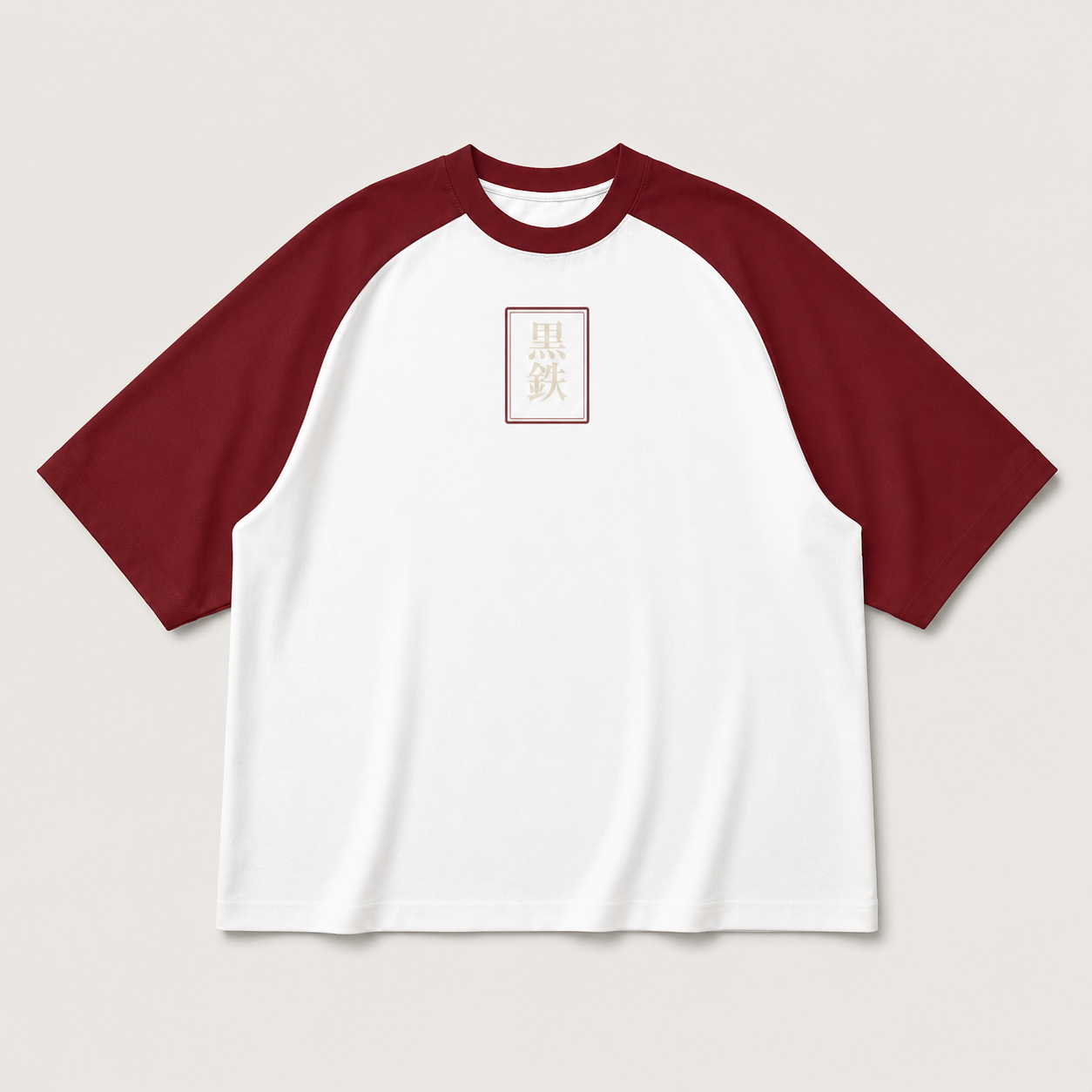 Crimson Visage — Japanese Mask Raglan T-Shirt