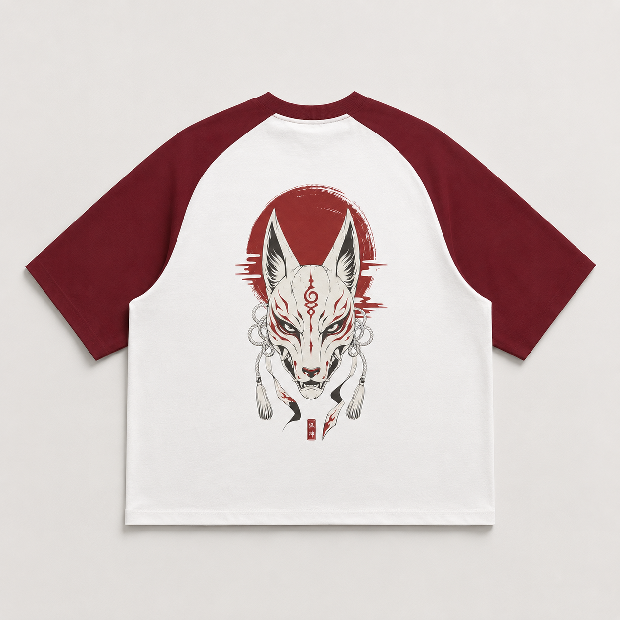 Kitsune Veil — Japanese Fox Raglan T-Shirt