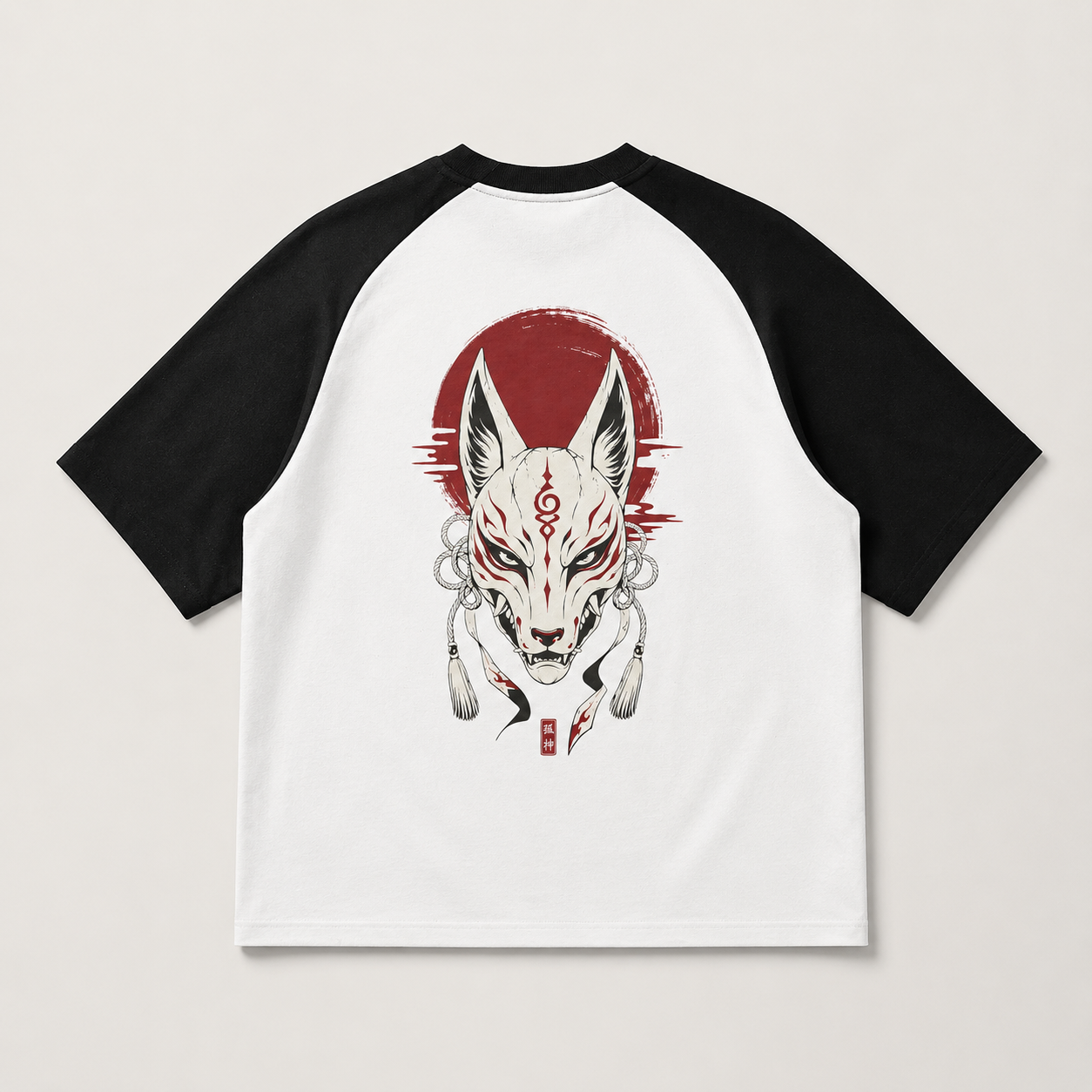 Kitsune Veil — Japanese Fox Raglan T-Shirt