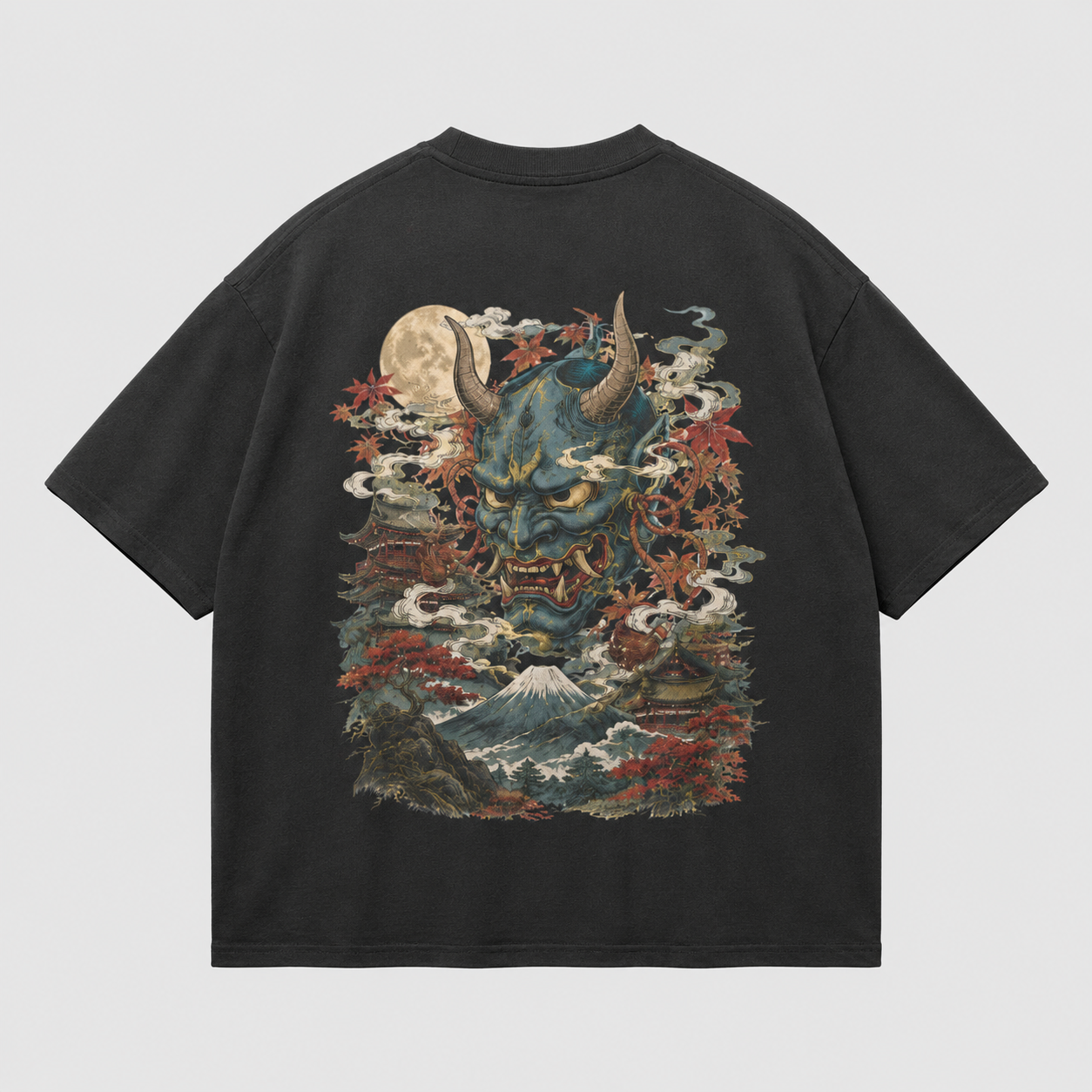 Watcher’s Gate Japanese mask tower oversized T-shirt by KUROGANE