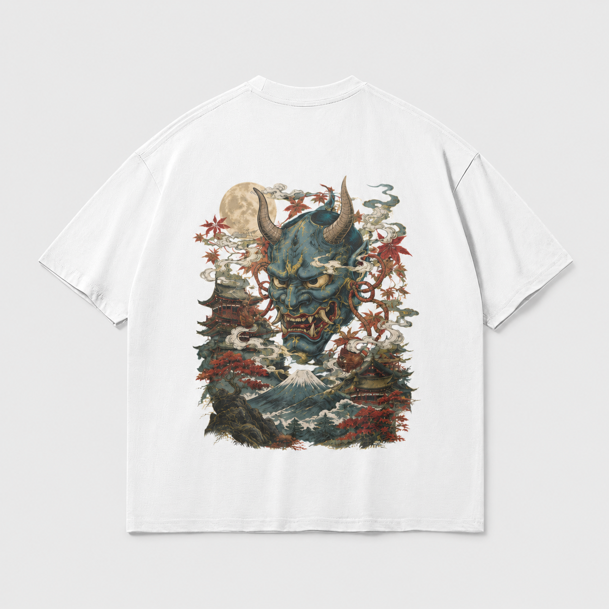 Watcher’s Gate Japanese mask tower oversized T-shirt by KUROGANE
