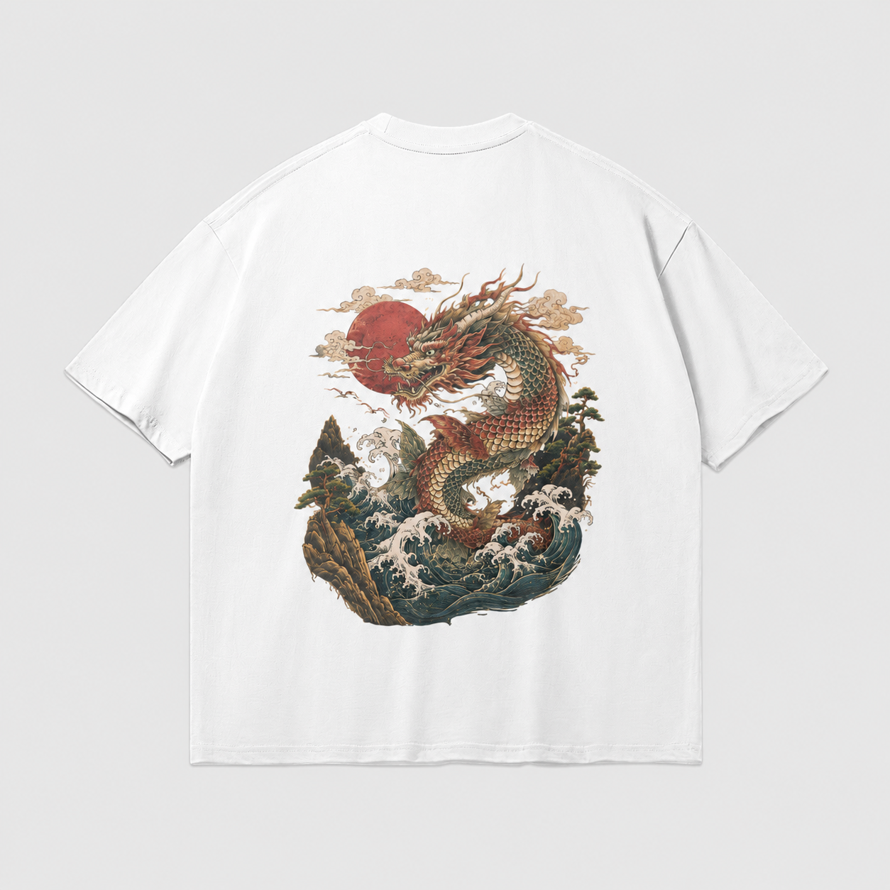 Dragon’s Ascent Japanese dragon oversized T-shirt by KUROGANE