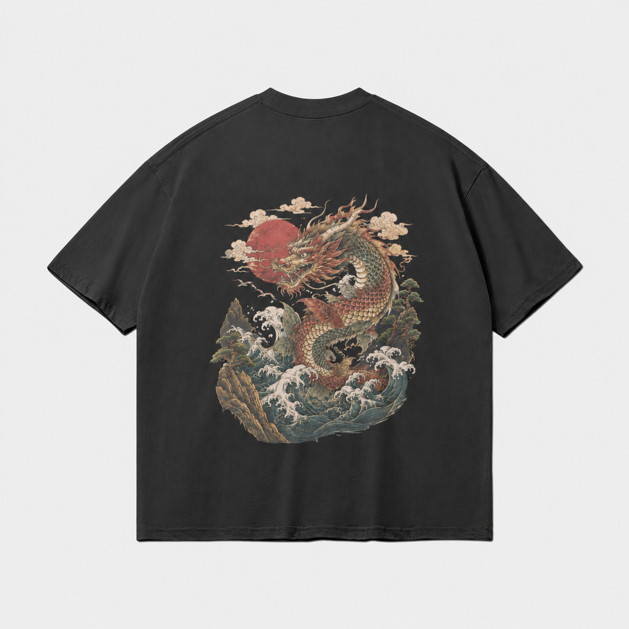 Dragon’s Ascent Japanese dragon oversized T-shirt by KUROGANE