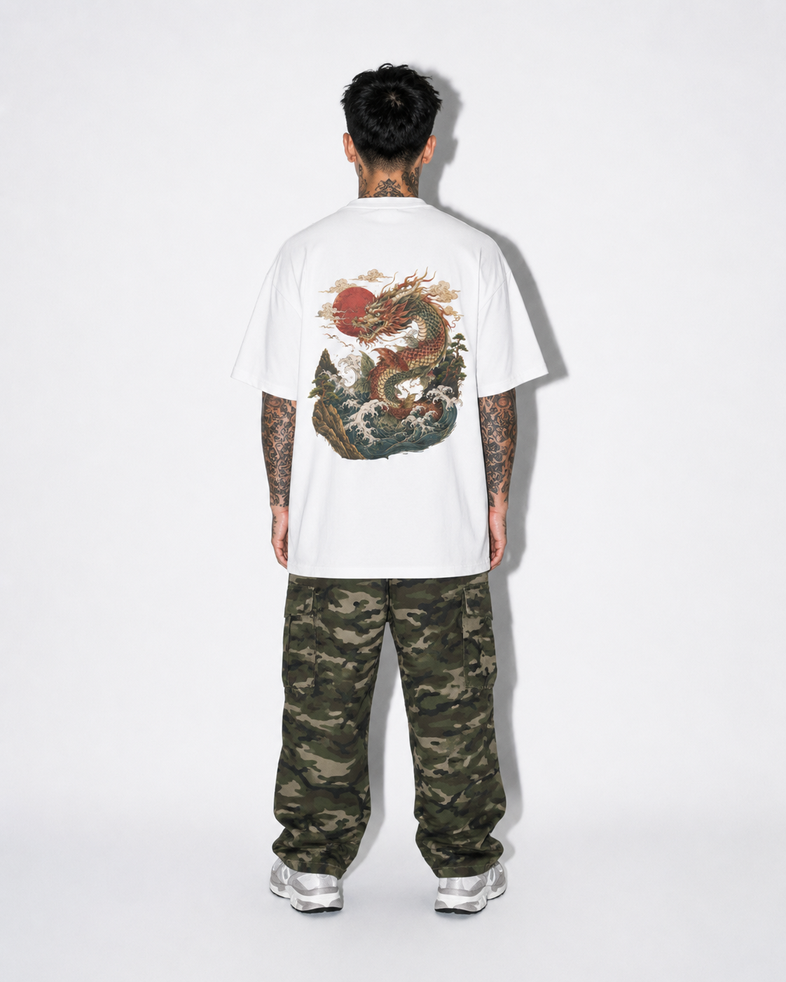 Dragon’s Ascent Japanese dragon oversized T-shirt by KUROGANE