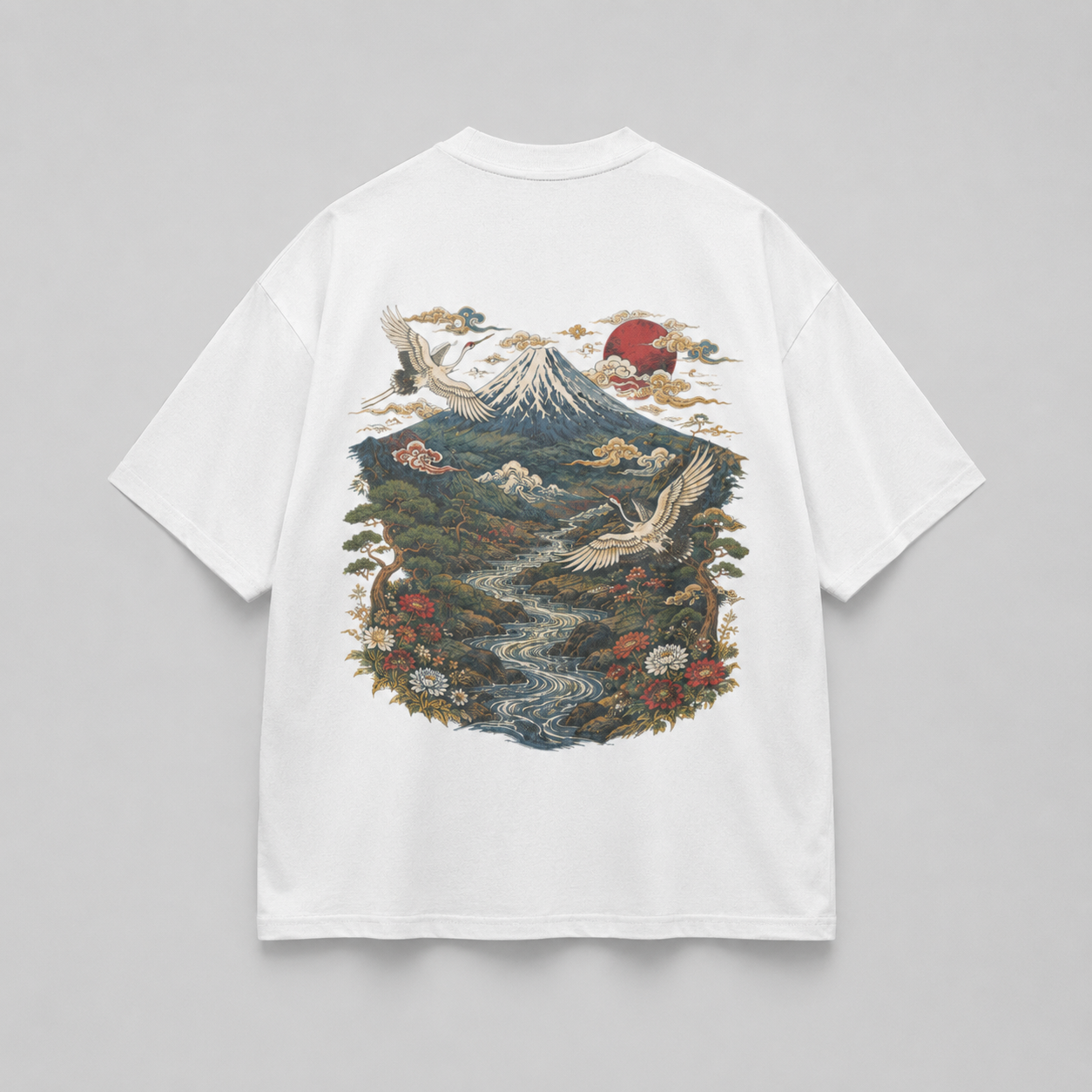 Distant Summit Japanese mountain oversized T-shirt by KUROGANE