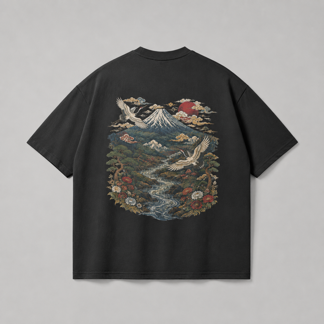 Distant Summit Japanese mountain oversized T-shirt by KUROGANE