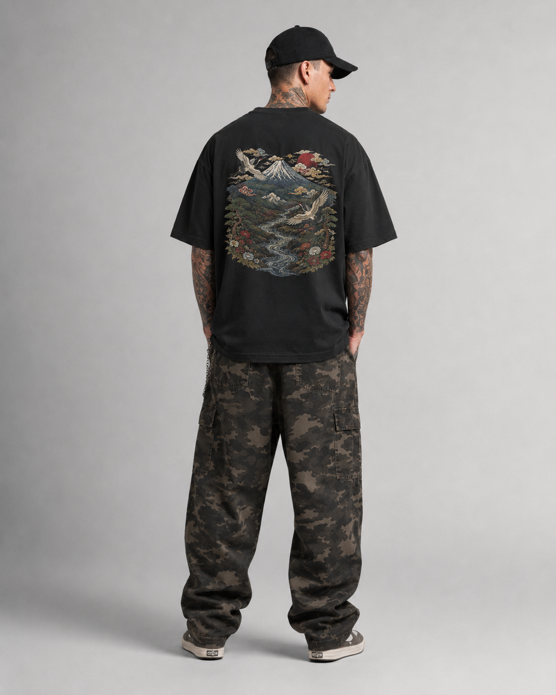 Distant Summit Japanese mountain oversized T-shirt by KUROGANE