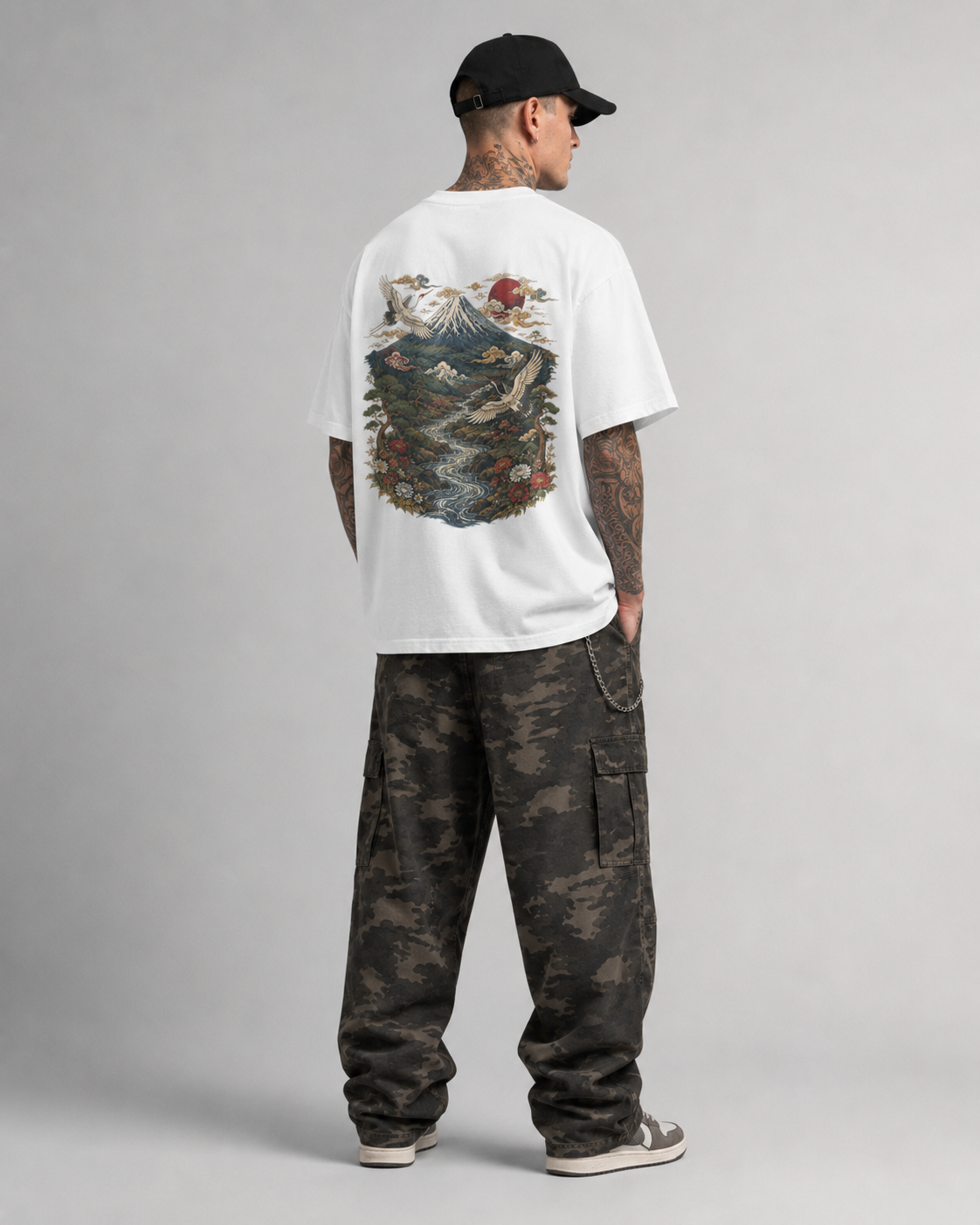 Distant Summit Japanese mountain oversized T-shirt by KUROGANE