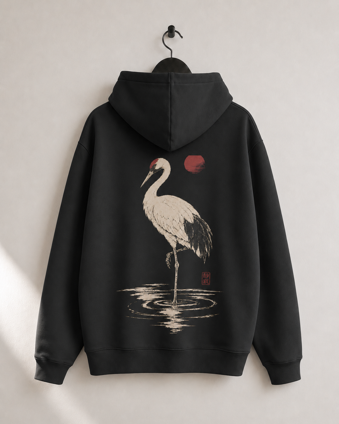 Red Moon Crane Japanese hoodie product view