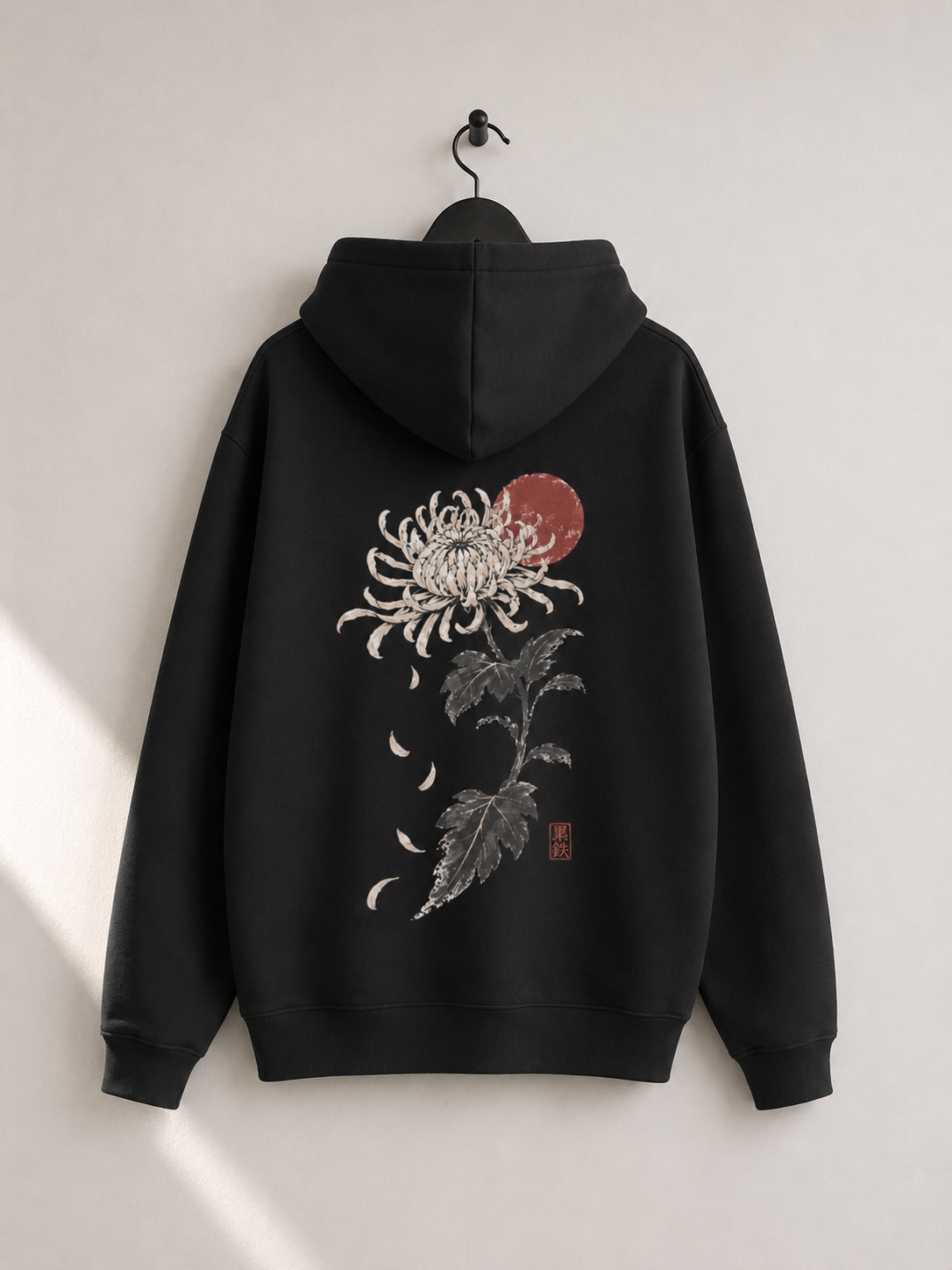 Chrysanthemum Moon Japanese floral hoodie product view