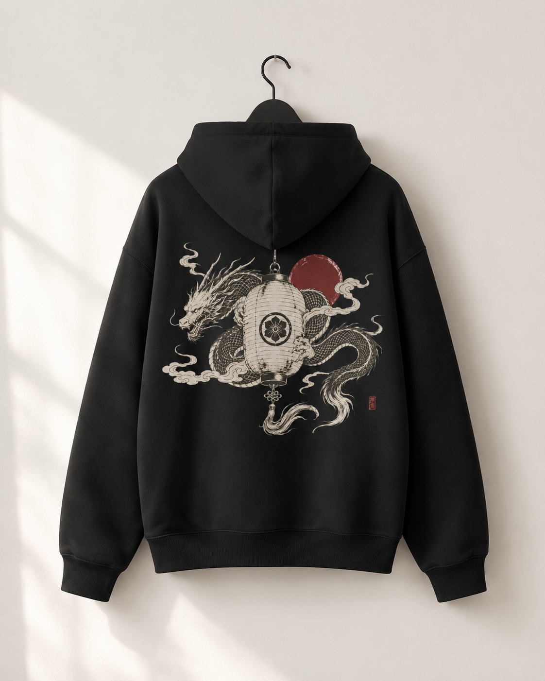 Lantern Guardian Japanese dragon hoodie product view
