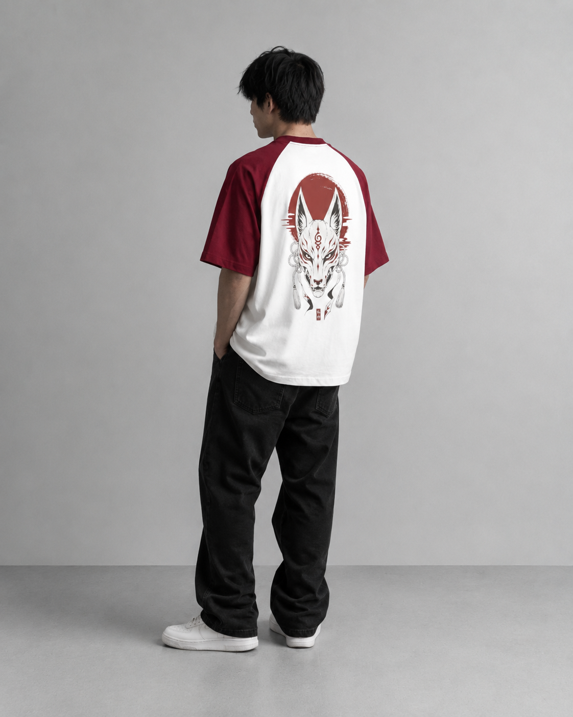 Kitsune Veil — Japanese Fox Raglan T-Shirt