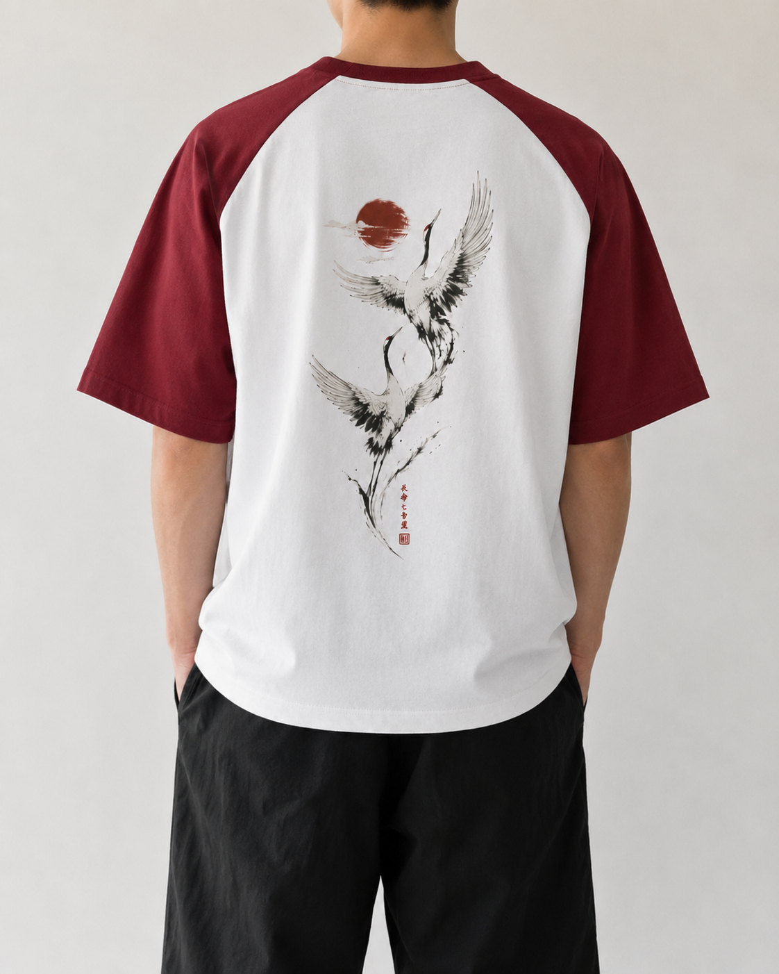 Silent Wing — Japanese Swan Raglan T-Shirt