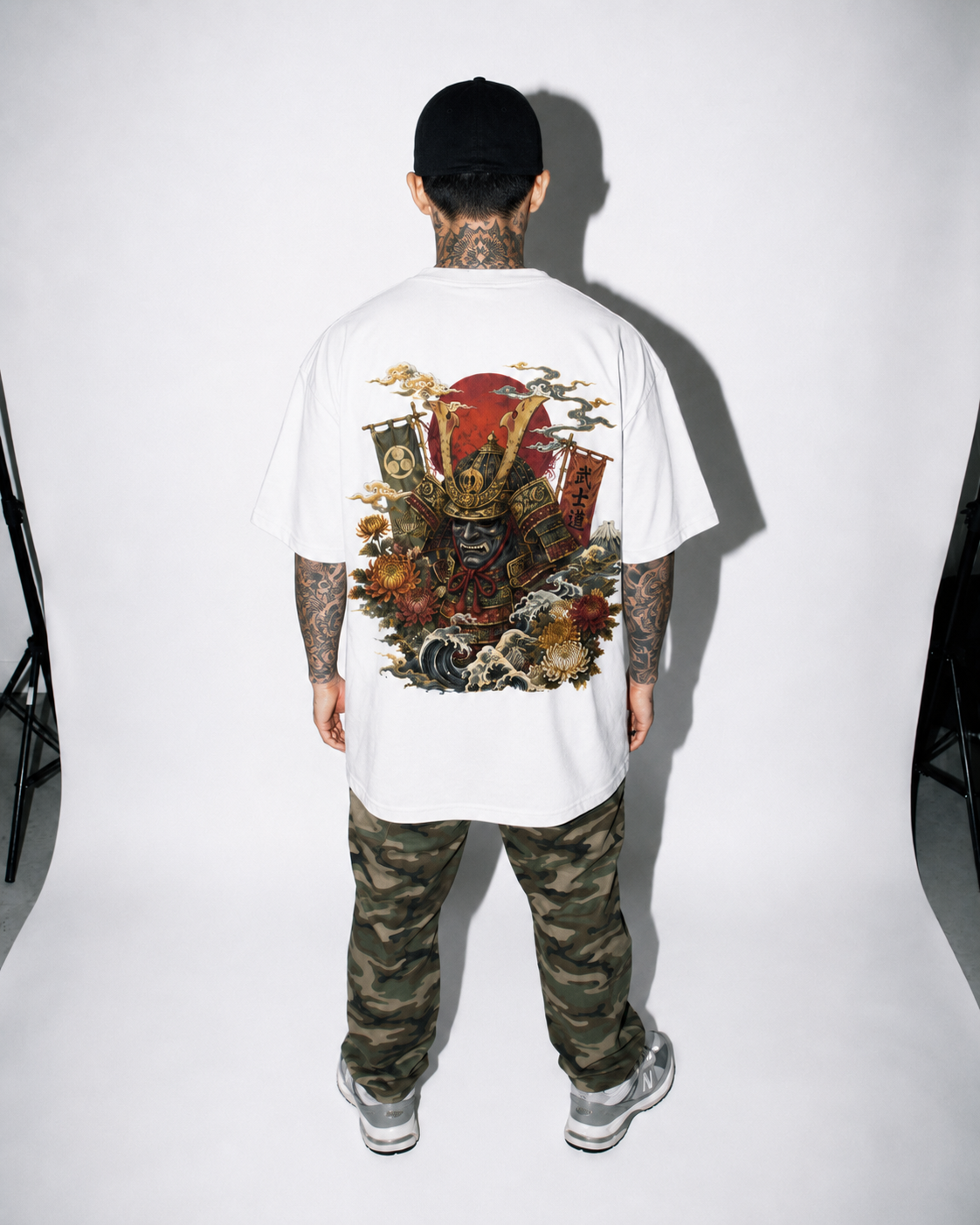 Unbroken Mask Japanese warrior mask oversized T-shirt by KUROGANE