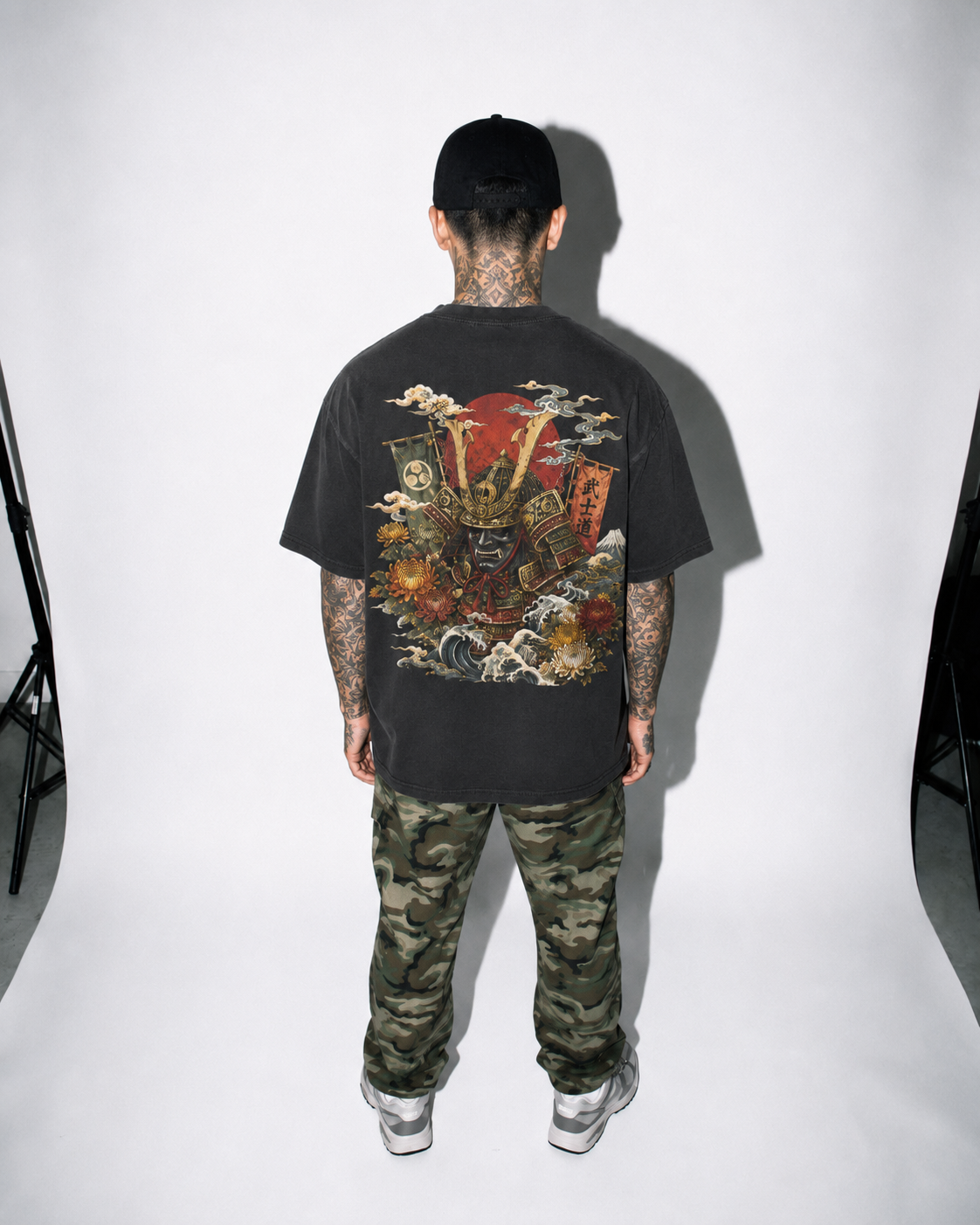 Unbroken Mask Japanese warrior mask oversized T-shirt by KUROGANE
