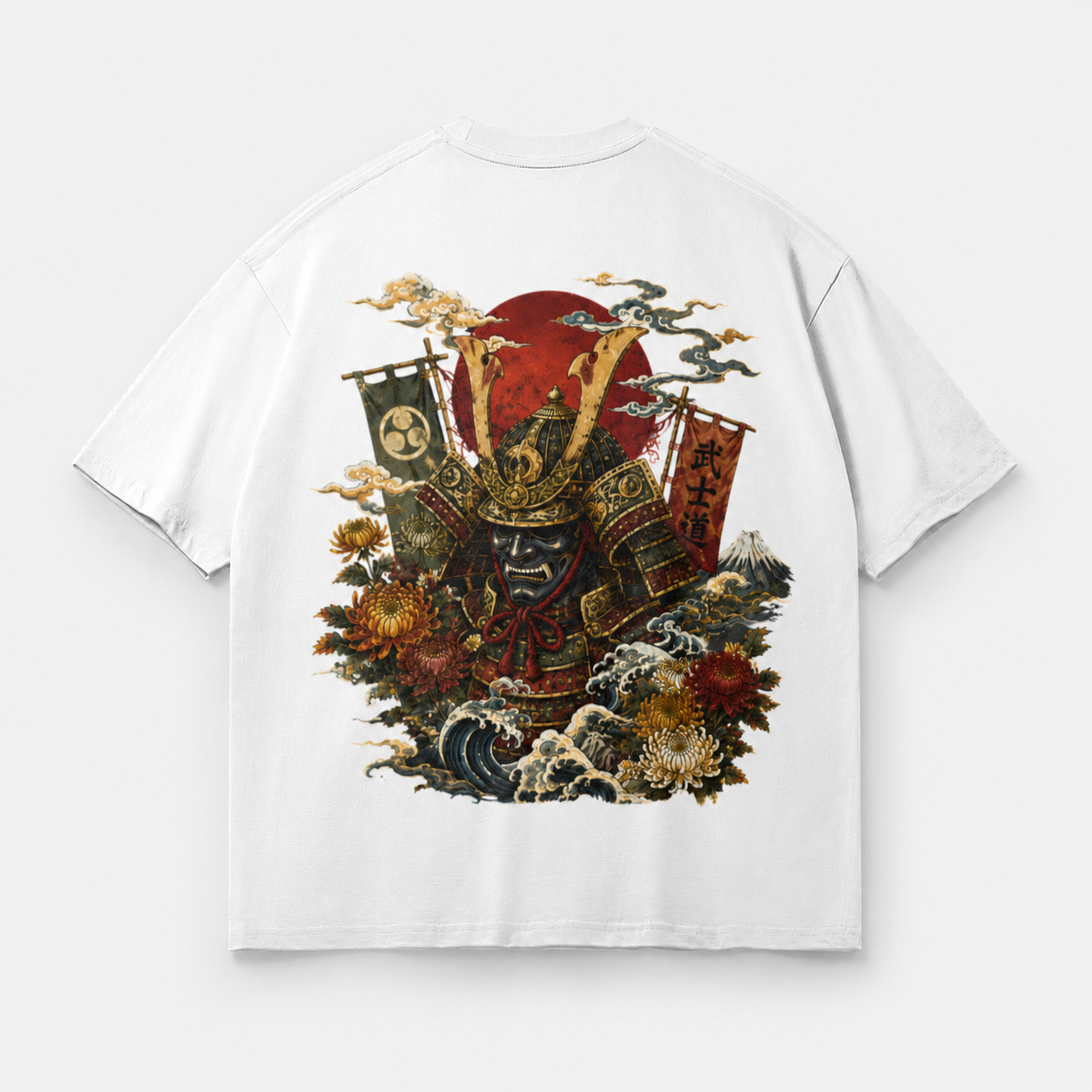 Unbroken Mask Japanese warrior mask oversized T-shirt by KUROGANE