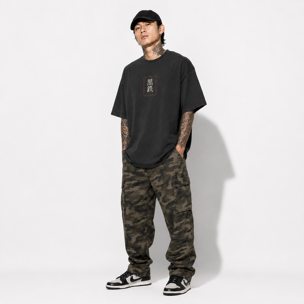 Foxfire Trail Japanese kitsune oversized T-shirt by KUROGANE
