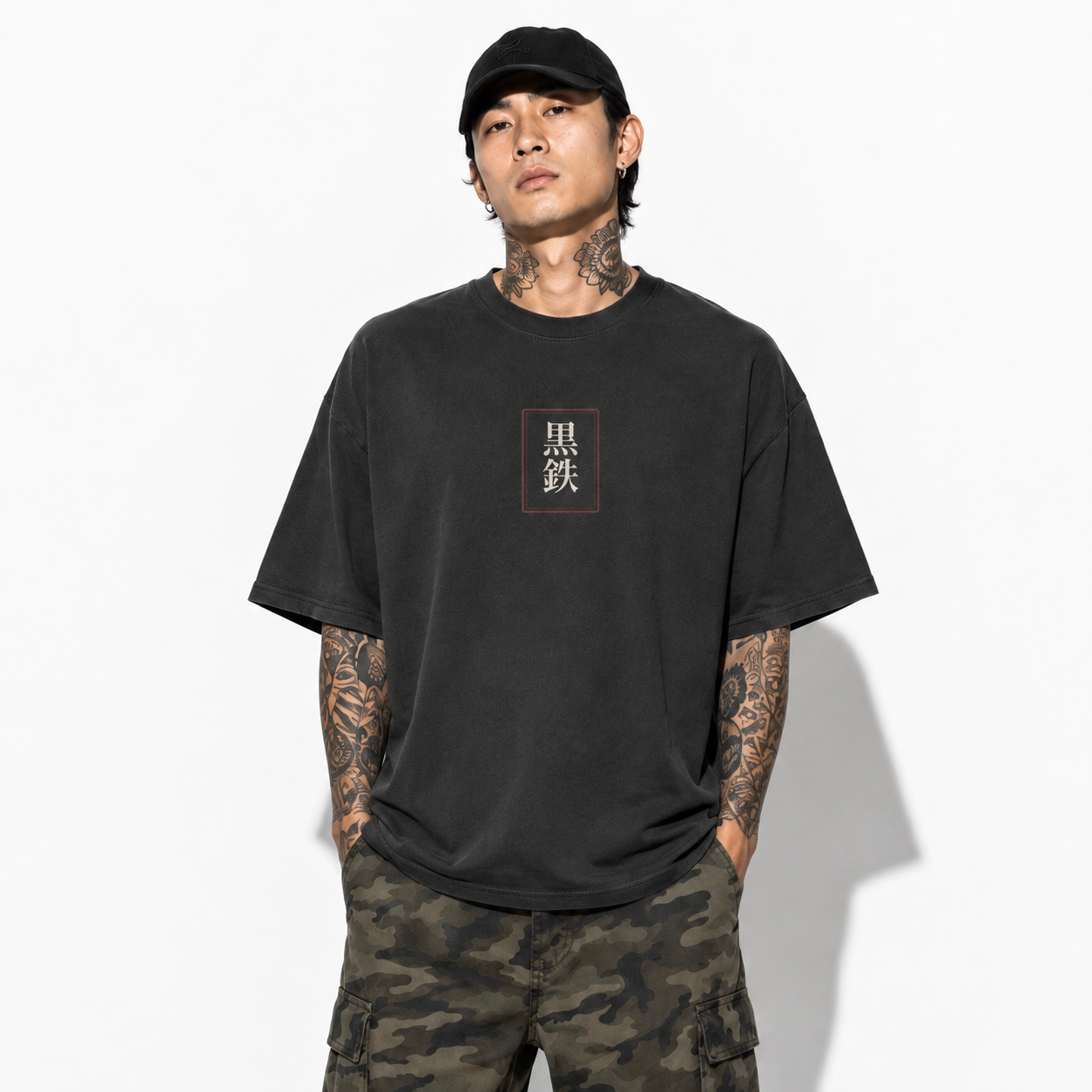 Foxfire Trail Japanese kitsune oversized T-shirt by KUROGANE
