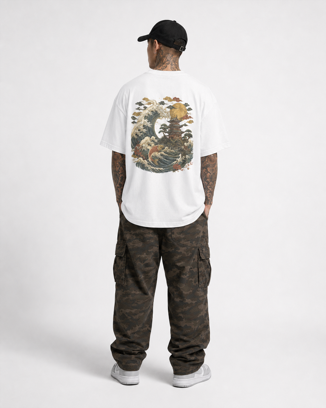 Tidewatch Tower Japanese wave tower oversized T-shirt by KUROGANE