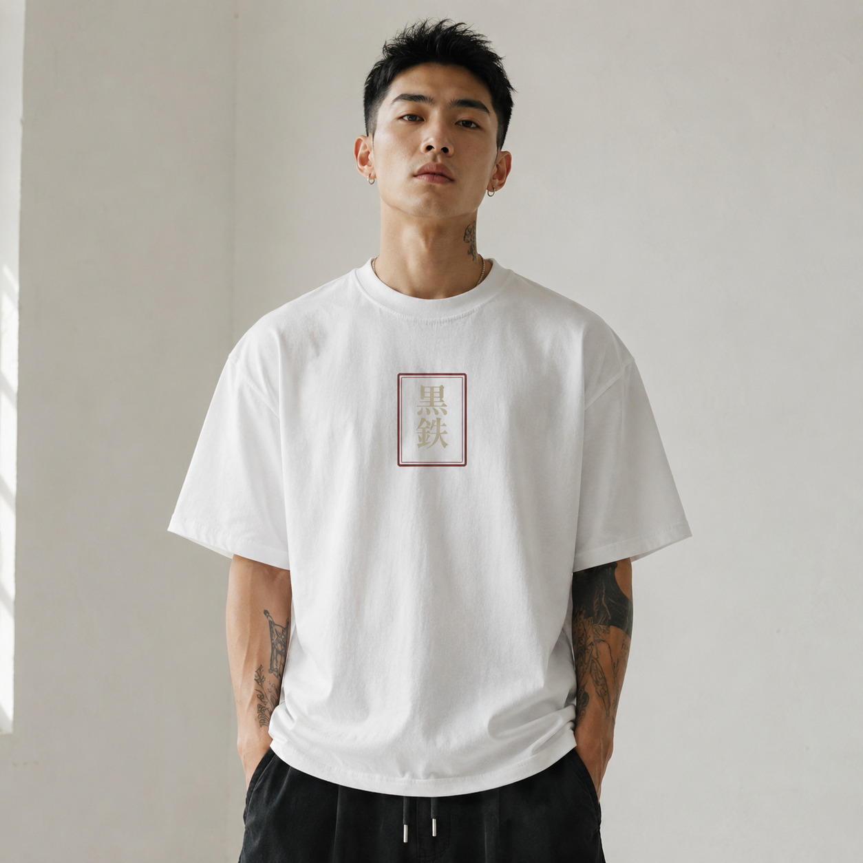 Veiled Kitsune Japanese fox mask oversized T-shirt by KUROGANE
