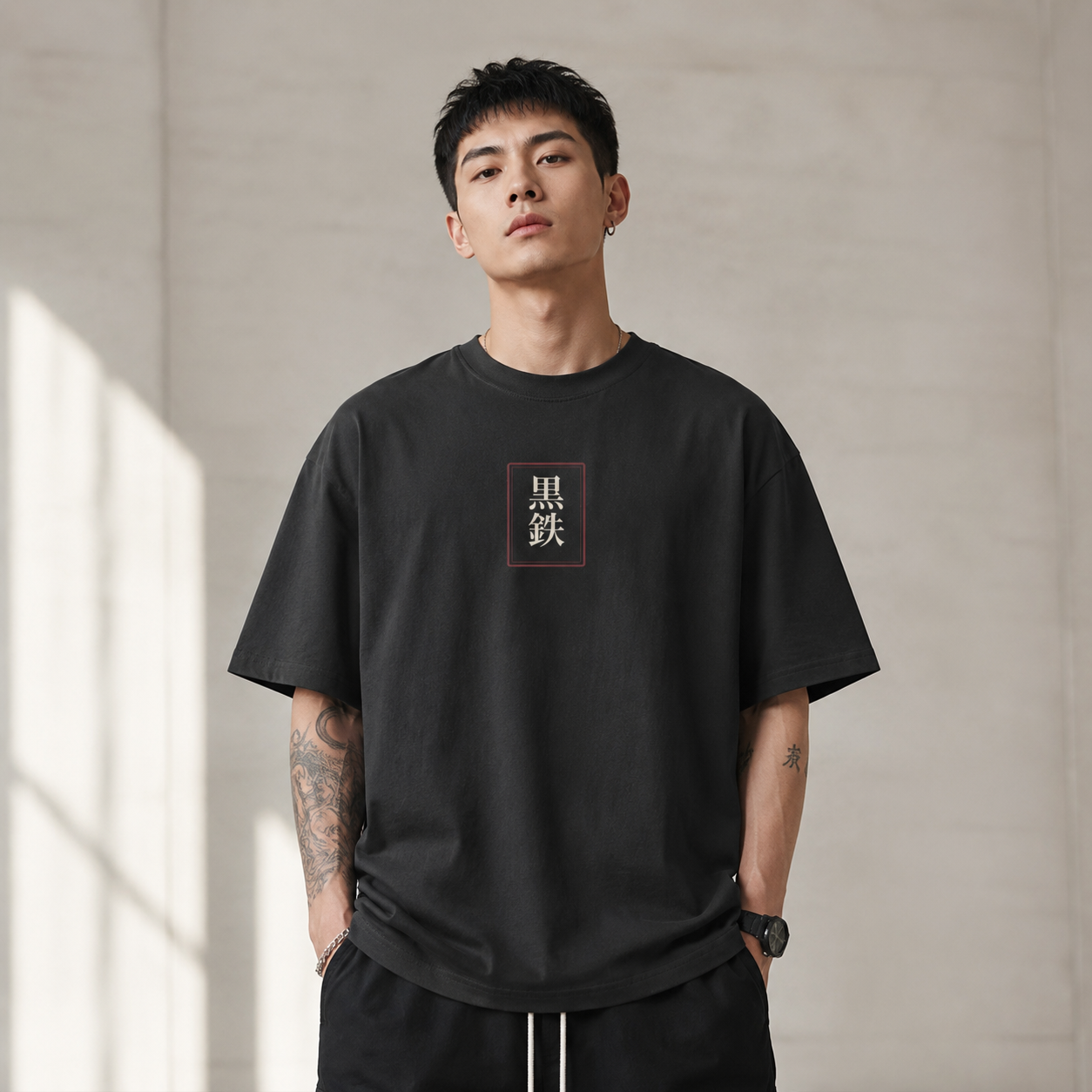 Veiled Kitsune Japanese fox mask oversized T-shirt by KUROGANE