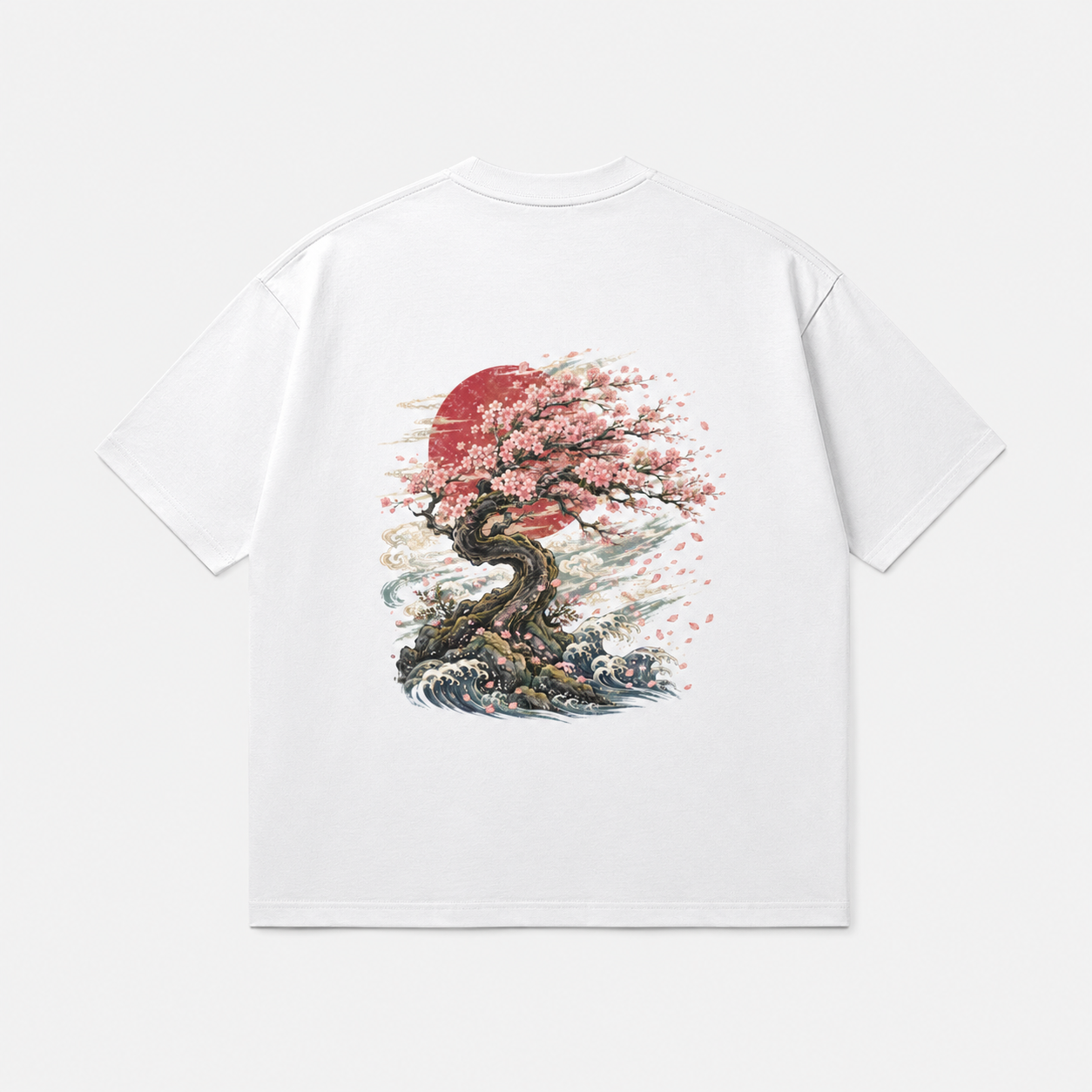 Falling Blossom Japanese sakura oversized T-shirt by KUROGANE