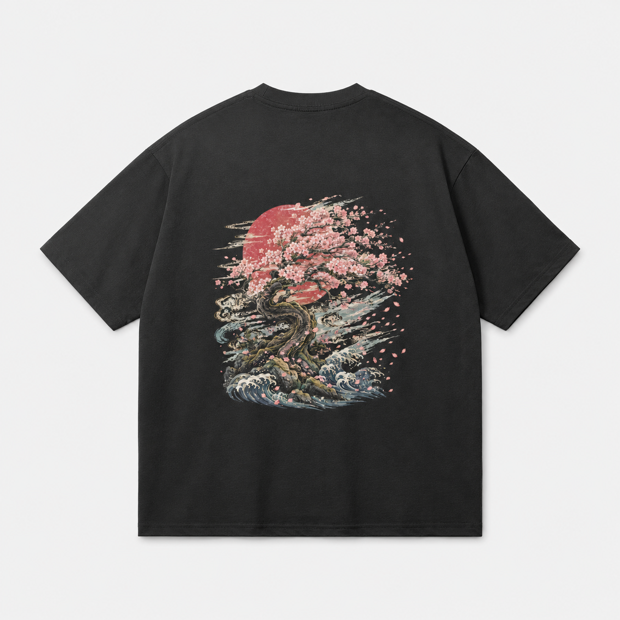 Falling Blossom Japanese sakura oversized T-shirt by KUROGANE