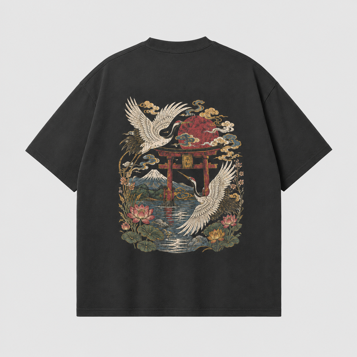 Stillwater Crane Japanese peace crane oversized T-shirt by KUROGANE