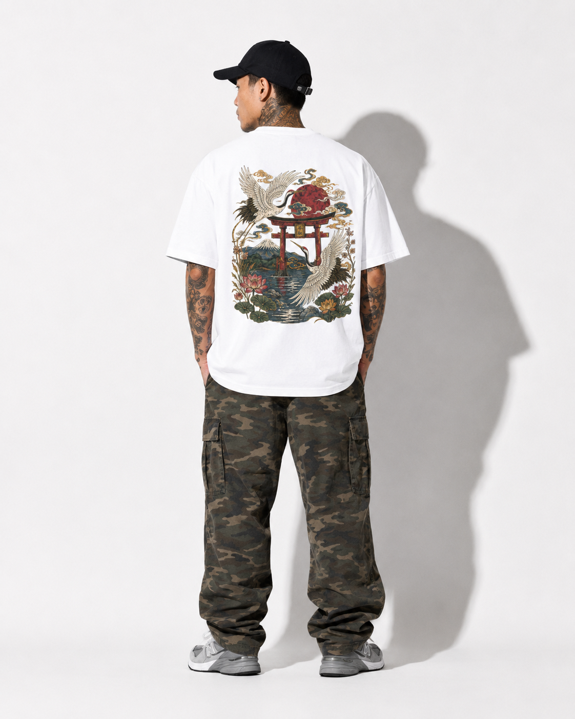 Stillwater Crane Japanese peace crane oversized T-shirt by KUROGANE