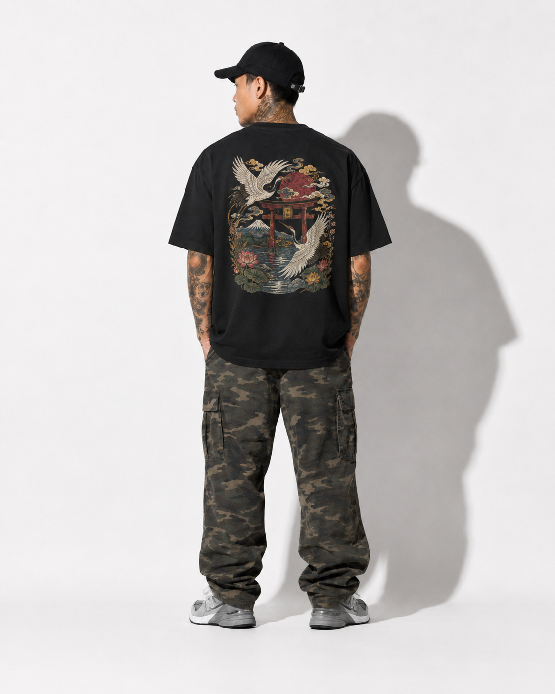 Stillwater Crane Japanese peace crane oversized T-shirt by KUROGANE