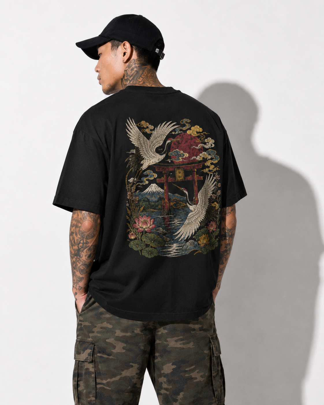 Stillwater Crane Japanese peace crane oversized T-shirt by KUROGANE