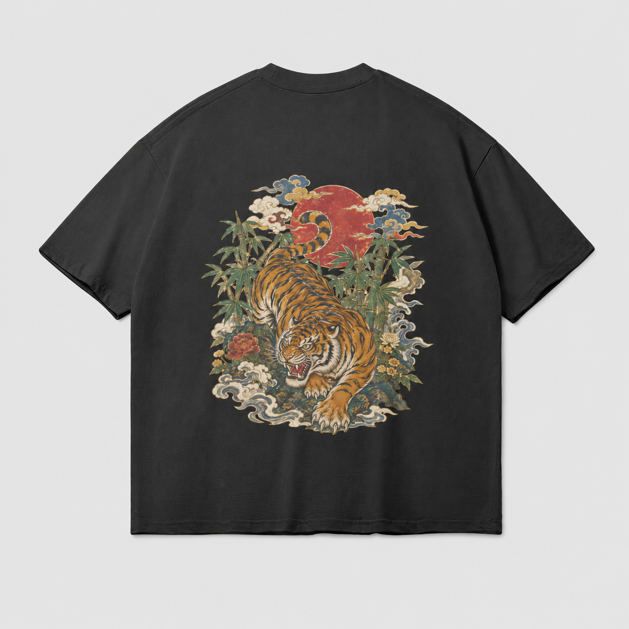 Silent Prowl Japanese tiger oversized T-shirt by KUROGANE