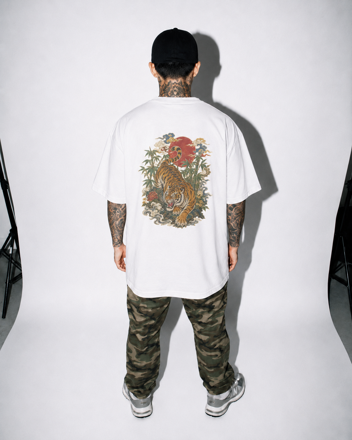 Silent Prowl Japanese tiger oversized T-shirt by KUROGANE