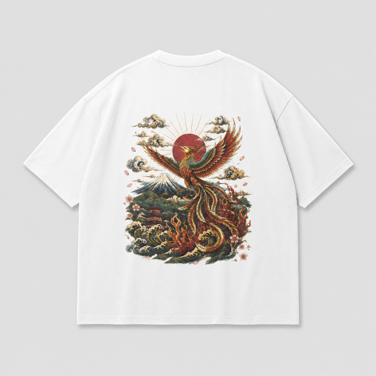 Ashborn Flight Japanese phoenix oversized T-shirt by KUROGANE