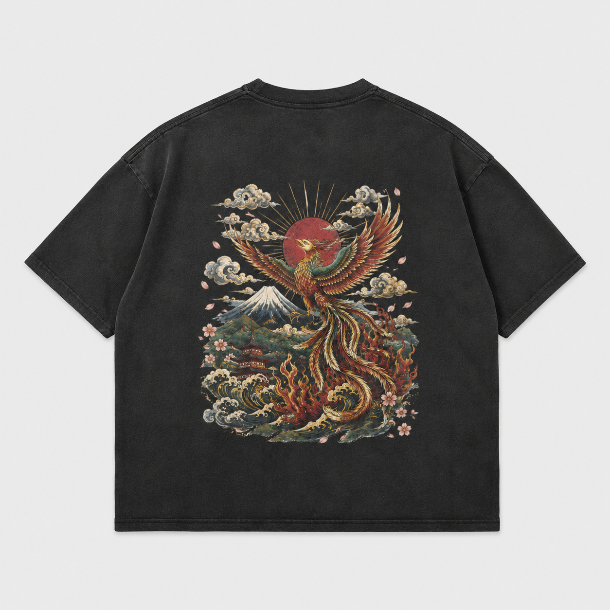 Ashborn Flight Japanese phoenix oversized T-shirt by KUROGANE