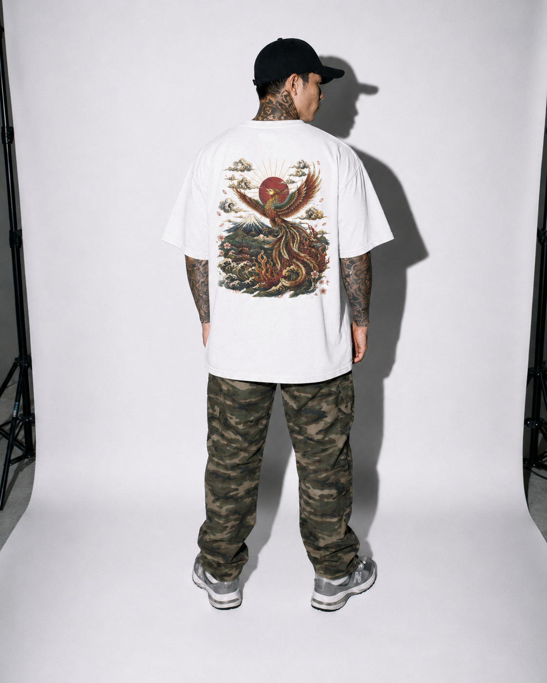 Ashborn Flight Japanese phoenix oversized T-shirt by KUROGANE