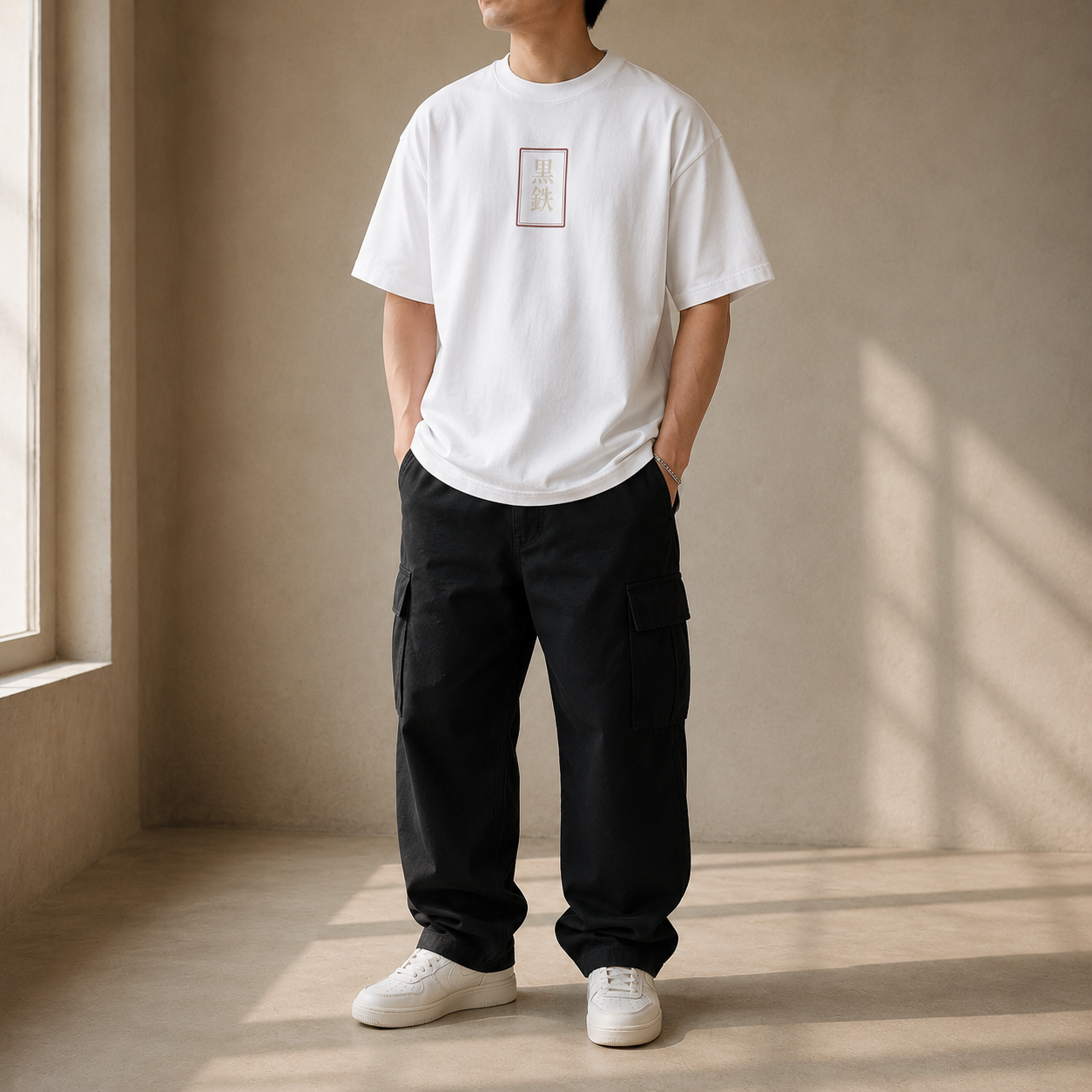 Gated Resolve Japanese warrior mask oversized T-shirt by KUROGANE
