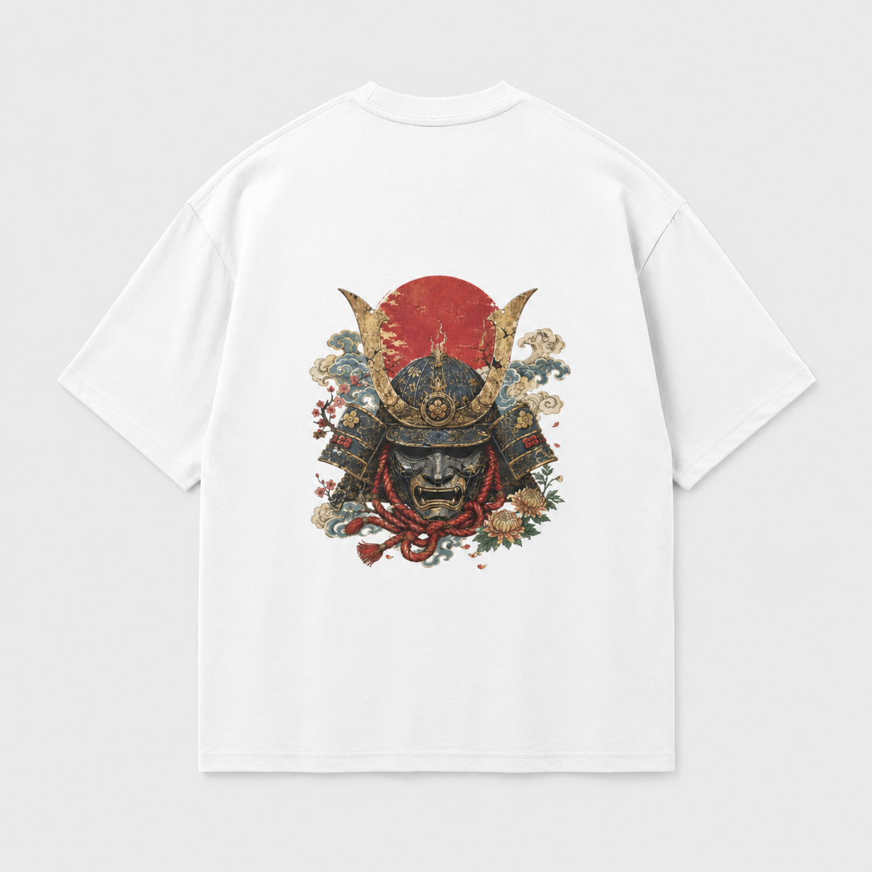 Gated Resolve Japanese warrior mask oversized T-shirt by KUROGANE