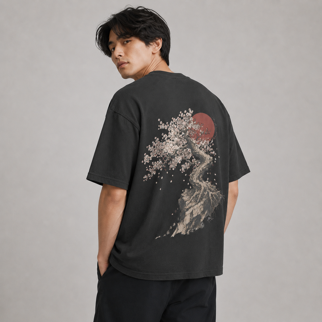 Sakura Blood Moon — Japanese Blossom Graphic T-Shirt