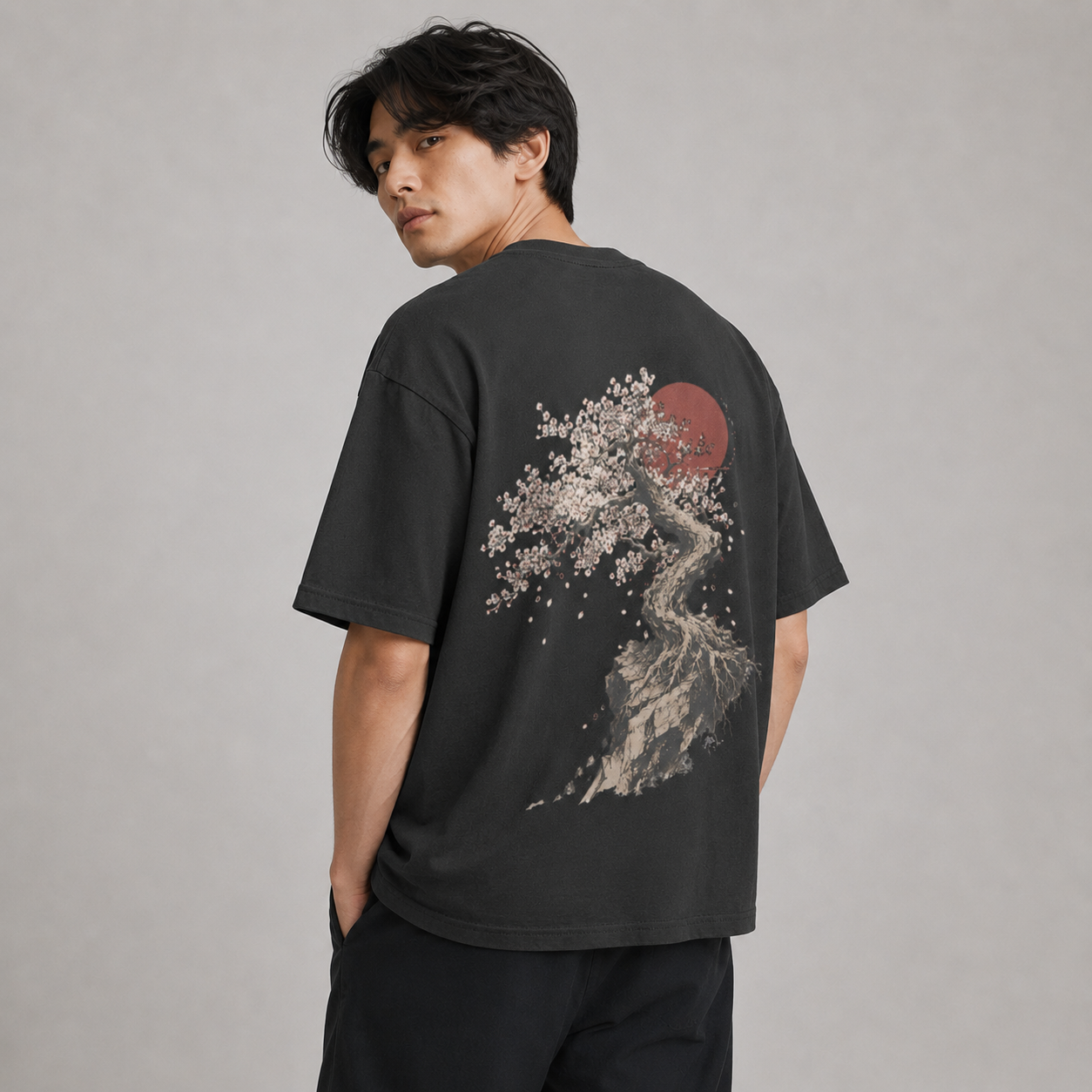 Sakura Blood Moon — Japanese Blossom Graphic T-Shirt