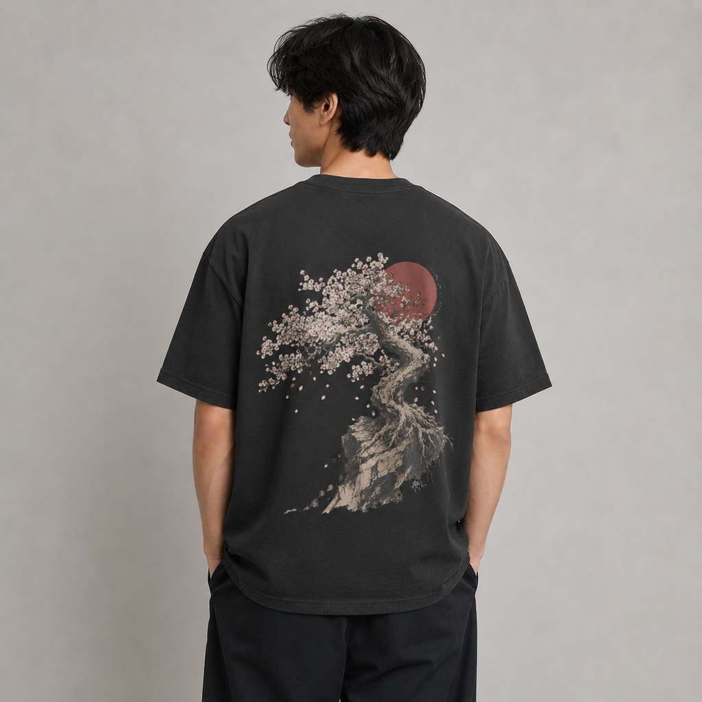 Sakura Blood Moon — Japanese Blossom Graphic T-Shirt