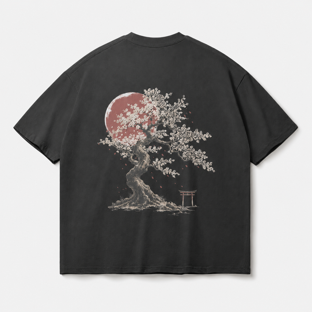 Blood Moon Sakura — Japanese Blossom Graphic T-Shirt