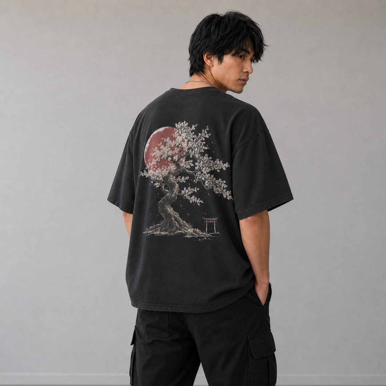 Blood Moon Sakura — Japanese Blossom Graphic T-Shirt