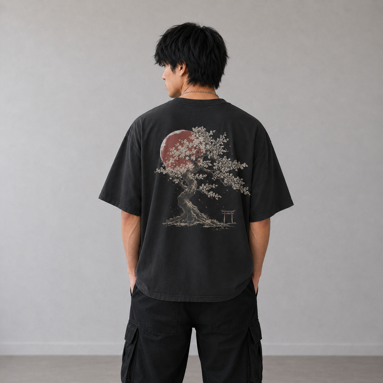 Blood Moon Sakura — Japanese Blossom Graphic T-Shirt