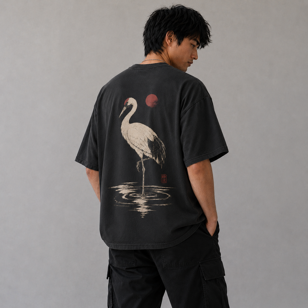 Crane Horizon — Japanese Crane Graphic T-Shirt