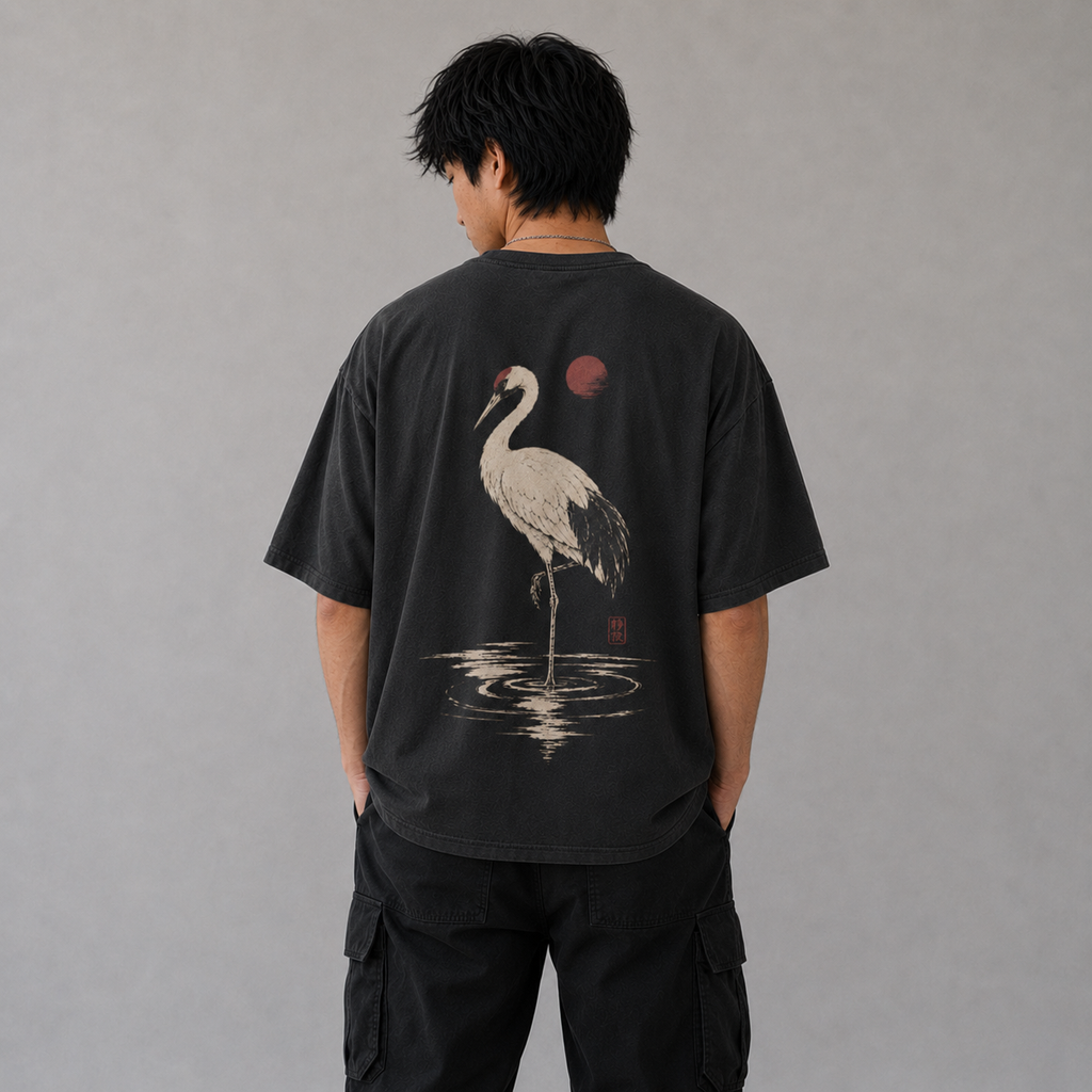 Crane Horizon — Japanese Crane Graphic T-Shirt