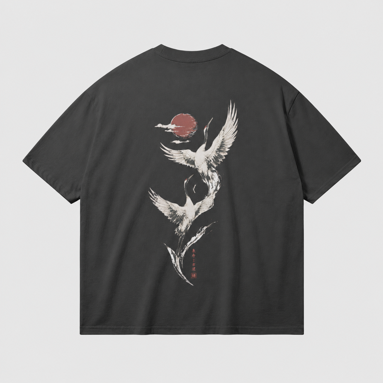 Twin Crane Moon — Japanese Crane Graphic T-Shirt
