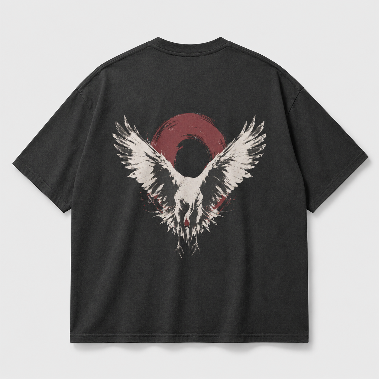 Red Moon Crane — Japanese Crane Graphic T-Shirt